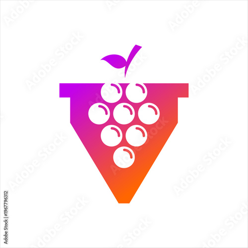 A logo that combines grapes and the letter v. This logo is perfect for a food business.