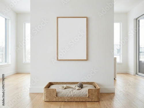 Vertical Picture Frame Mockup In Modern Dog Friendly Living