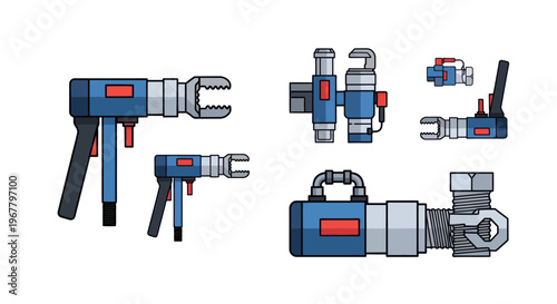 Industrial Tools Collection: Pliers, Clamp, Air Compressor Icons