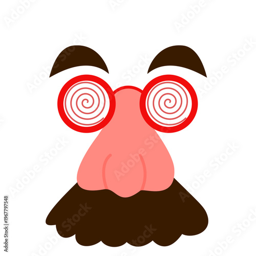 April Mop Cartoon face with swirly eyes and beard