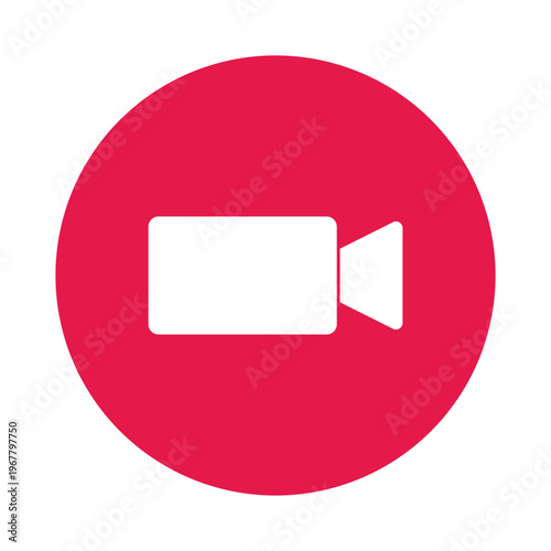 Video Camera Icon on Red Circle Background