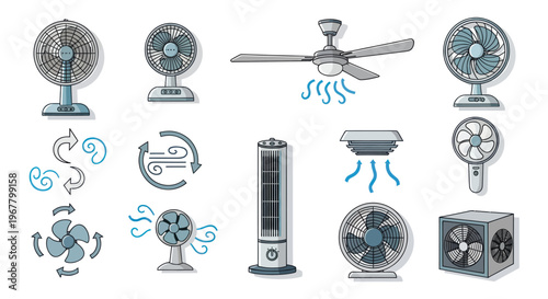 Collection of Various Electric Fans - Cooling Devices for Home and Office
