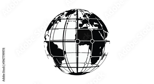 Globe illustration depicts a global network connectivity concept for business.
