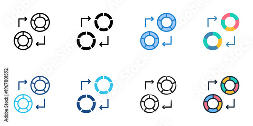 Token exchange icons set multiple style collection. Editable stroke 
