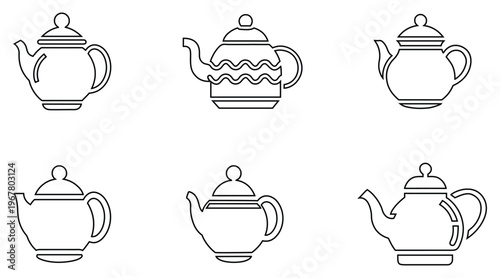 Teapot symbol line icon vector, elegant kettle ceramic teapot outline icon vector illustration