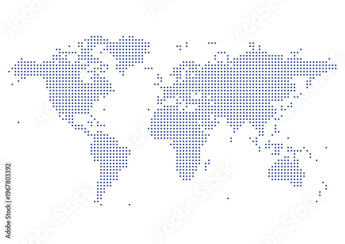 world map formed by square dot