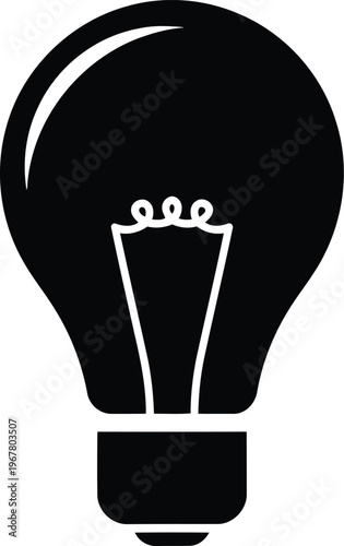 Black light bulb symbol representing ideas innovation and invention isolated on white background vector illustration