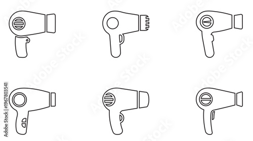 Hair dryer symbol vector line icon set, women fashion lifestyle hair dryer outline icon vector illustration