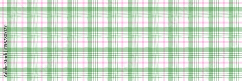 Hand-drawn watercolor plaid seamless pattern with green and pink stripes on white background. Pastel gingham texture for textile, wallpaper, and spring design projects.
