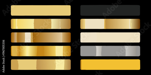 A collection of rectangular color swatches in various metallic shades