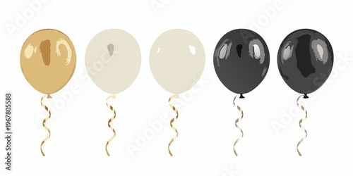 A collection of four inflated balloons in varying shades and tones