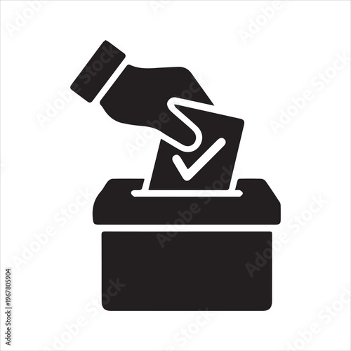 Voting Hand icon silhouette vector with white background