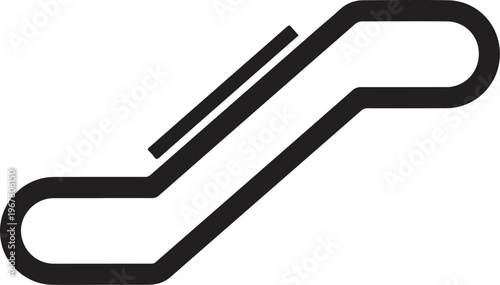 Black, minimalist, simple escalator, staircase icon, vector graphic