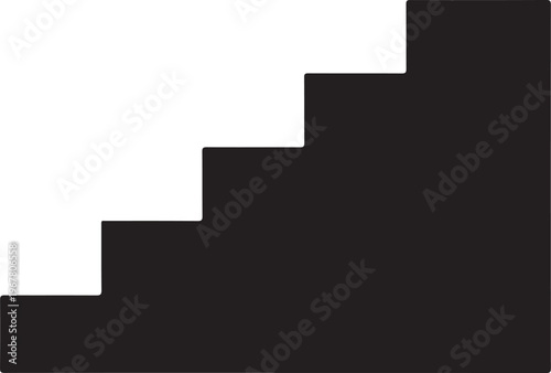Black staircase, step icon, vector stairs, ascending steps