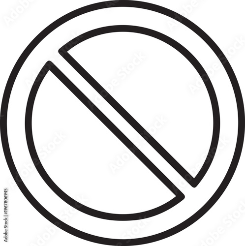 No entry sign vector in black and white representing restricted access traffic prohibition safety regulation and road control signage