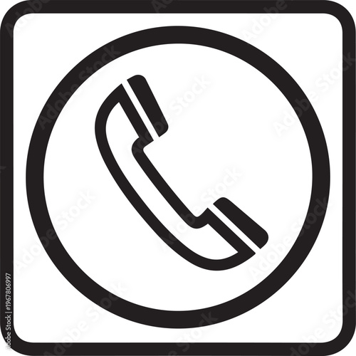 Emergency call sign vector icon in black and white representing urgent communication help support safety hotline and roadside assistance symbol