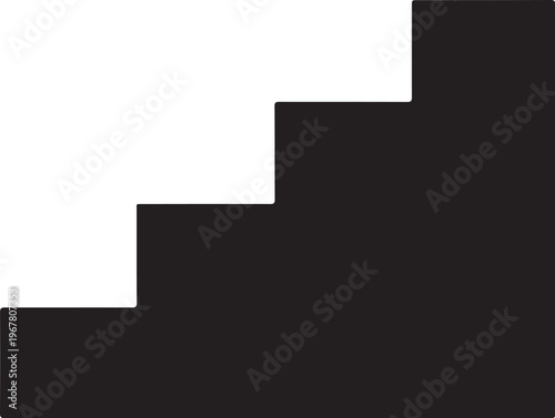 Black, geometric, staircase, steps, vector graphic, modern, minimalist design element