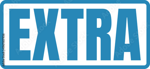 Blue logo featuring the word extra in bold, modern typography