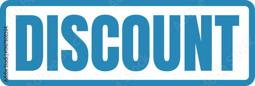 Promotional discount banner featuring the word discount in bold blue letters