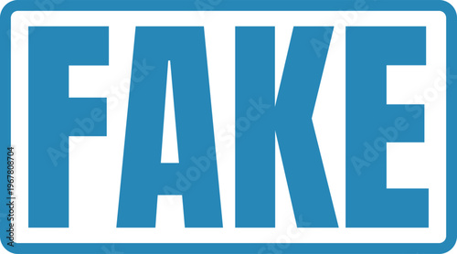 Distorted digital text displaying the word fake with a glitch effect border