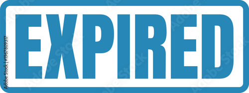 Blue expired label with bold text indicating an item's expiration status