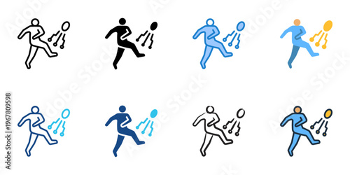 Virtual sports icons set multiple style collection. Editable stroke 
