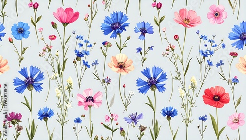 Vibrant colorful flowers on white background.