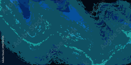 Abstract aqueous shapes in varying shades of teal and dark blue