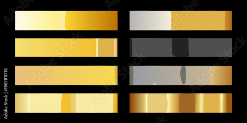 Abstract composition of metallic gradients and rectangular color blocks