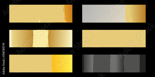 Six rectangular color swatches displaying gradients of gold and gray