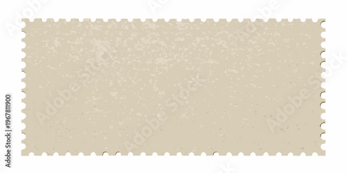 A vintage blank postage stamp with a textured perforated edge