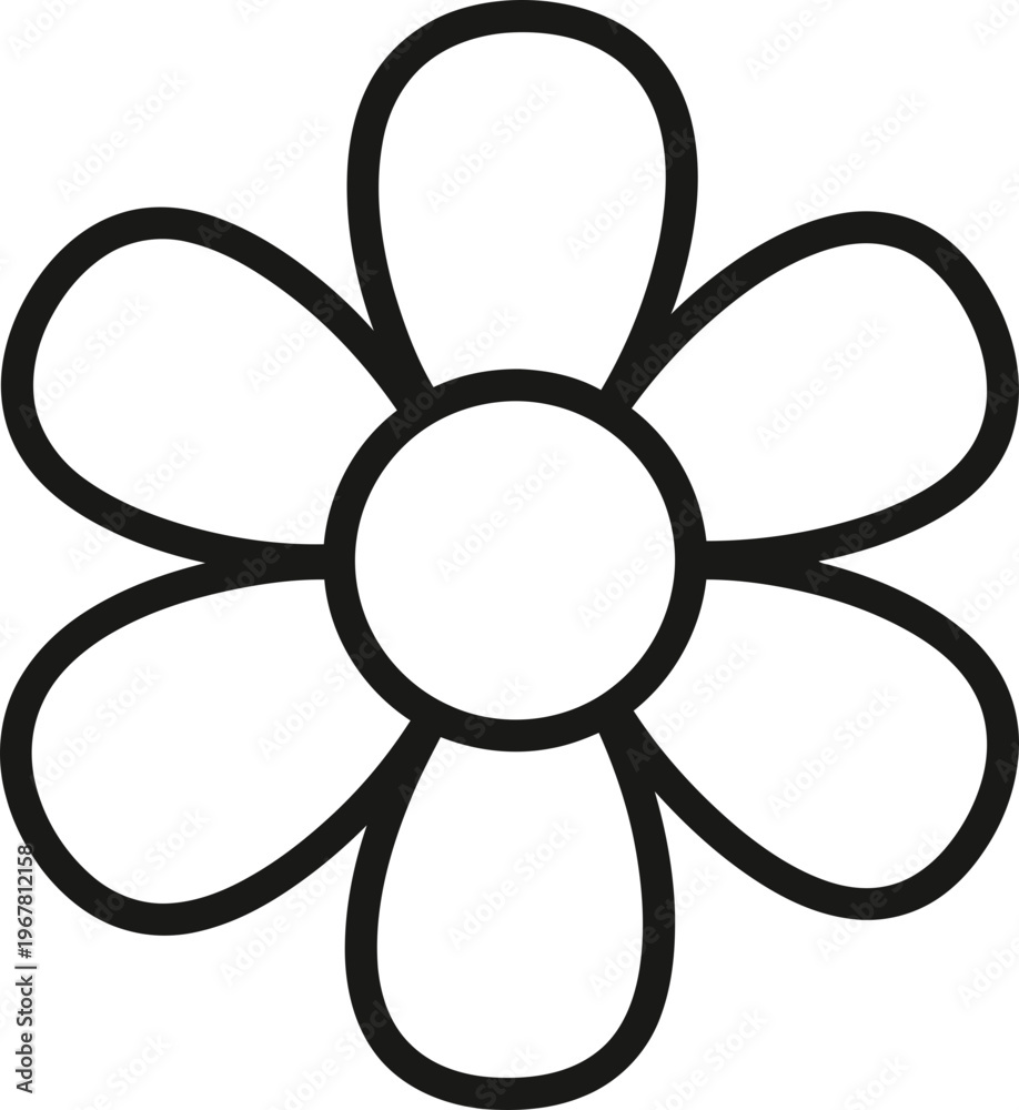 Obraz premium Simple Black Line Flower Design.