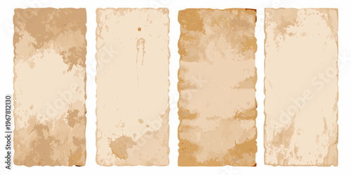 Four rectangular paper textures with varying shades of brown stain