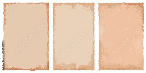 Three rectangular aged paper textures arranged vertically in a row