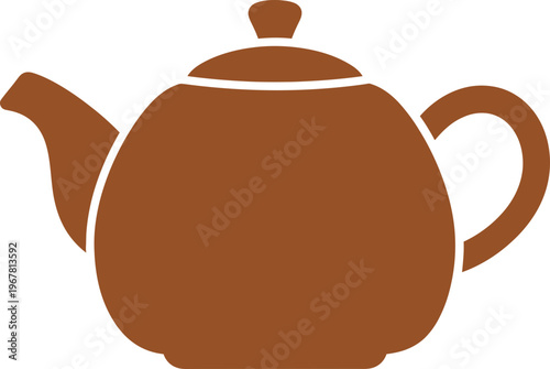 Brown Teapot Kitchen Utensil Closeup.