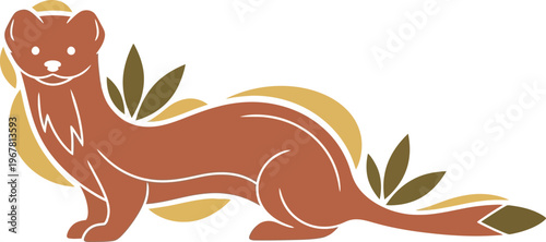 Brown Weasel Cartoon Animal Illustration.