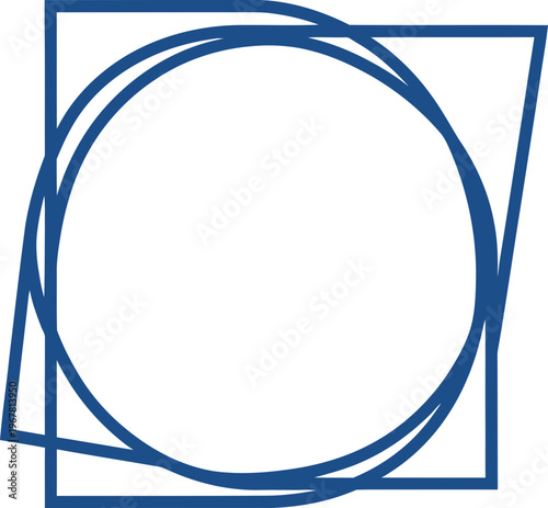 Geometric shapes in blue color.