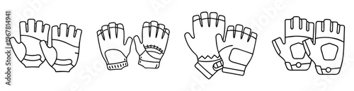 Collection of Fingerless Gloves in Varied Designs and Styles Line Drawing