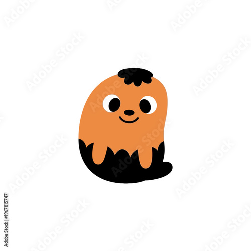 Smiling orange cartoon pumpkin character face.