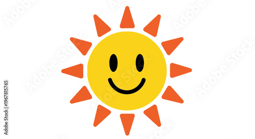 Smiling Sun Cartoon Character Face.