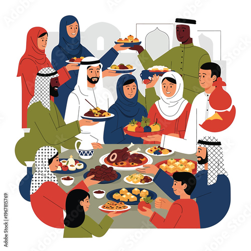 People sitting around a table eating.