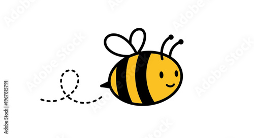 Smiling Yellow Cartoon Bee Insect.