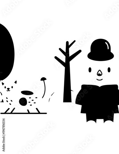 Snowman wearing a bowler hat.