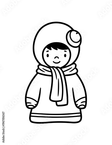 Smiling child in winter clothing.