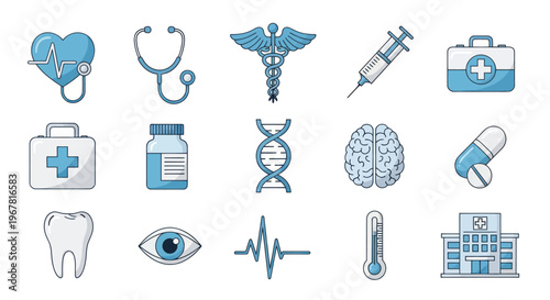 Medical Icons Set: Healthcare, Science, and Technology Symbols Collection