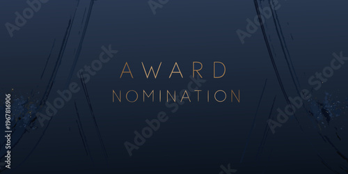 Award nomination text with a dark textured background