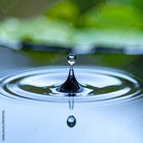 Water Drop Creating Ripples on a Serene Surface.