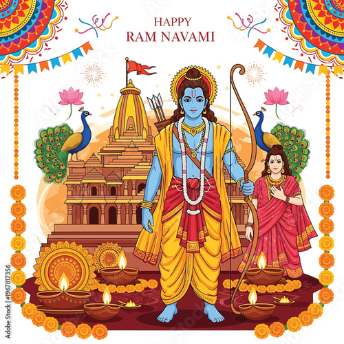 Hindu God Rama with Bow.