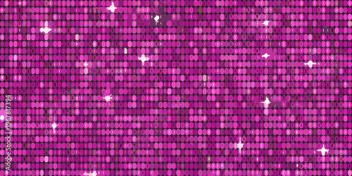 A vibrant full frame texture of repeating purple sequin patterns