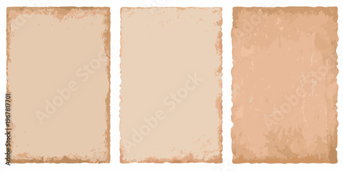 Three rectangular parchment textures arranged vertically against white background